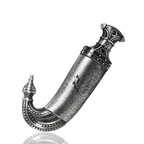 Detaliu flacon Niche Emarati Khanjar apa de parfum, evidențiind ornamentațiile tradiționale ale pumnalului arab.