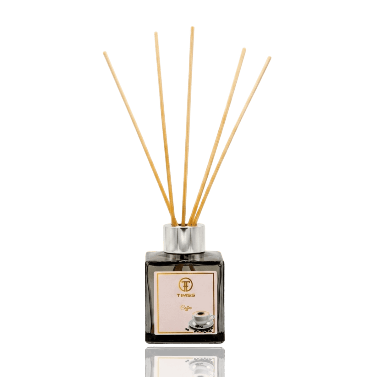 TIMSS Coffee parfum de camera cu betisoare detaliu flacon sticla si difuzor Parfumer.md