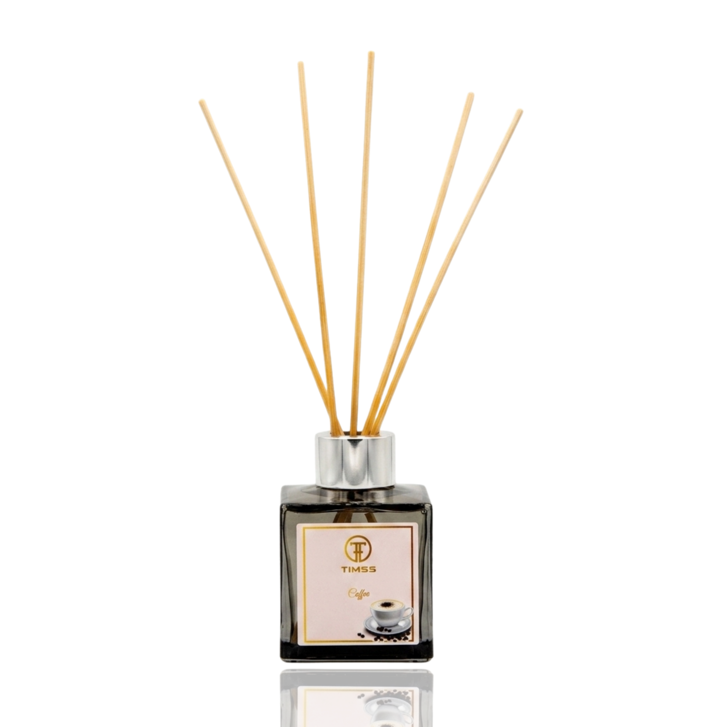 TIMSS Coffee parfum de camera cu betisoare detaliu flacon sticla si difuzor Parfumer.md