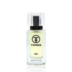 Detaliu flacon TIMSS M 105 King inspirat din Dolce & Gabbana K apa de parfum, evidențiind eticheta și pulverizatorul.