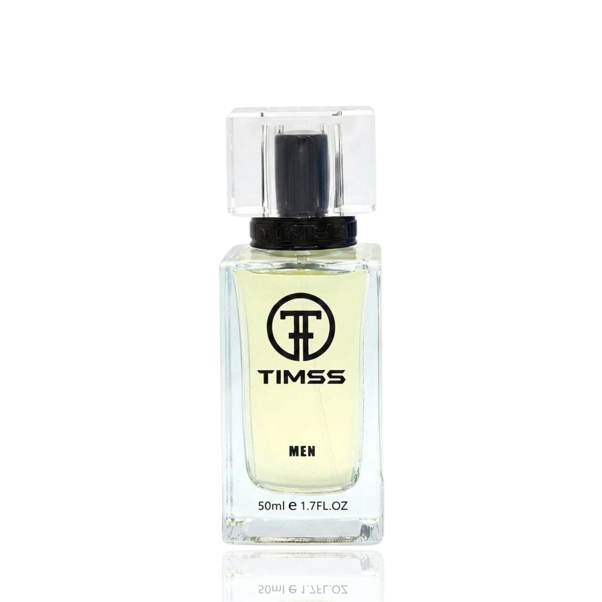 Detaliu flacon TIMSS M 105 King inspirat din Dolce & Gabbana K apa de parfum, evidențiind eticheta și pulverizatorul.