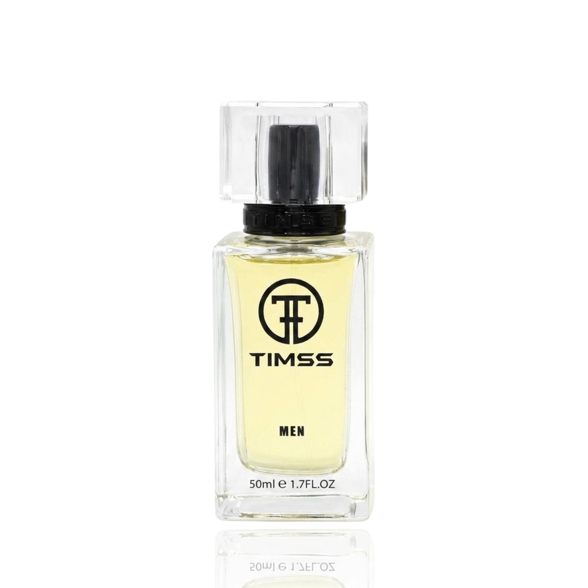 Detaliu flacon TIMSS M 107 Bottlet inspirat din Hugo Boss apa de parfum, evidențiind eticheta și pulverizatorul.