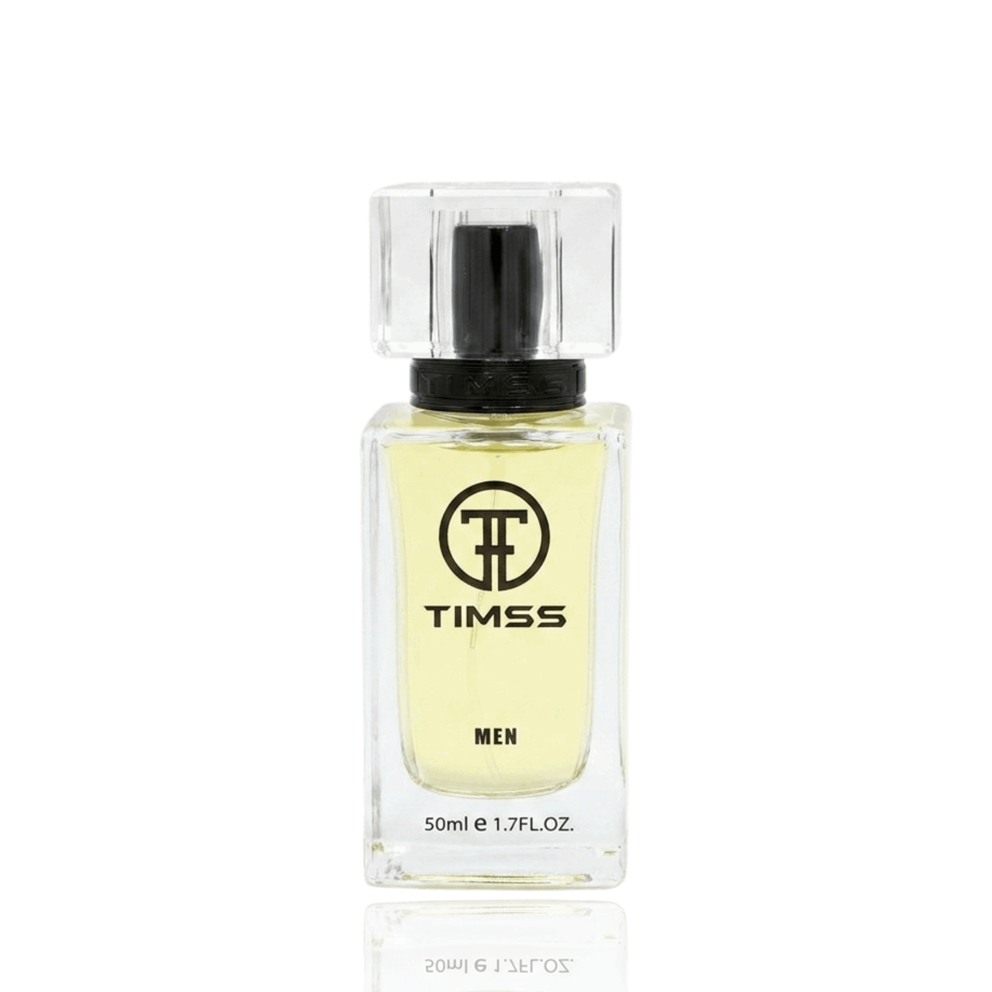 Detaliu flacon TIMSS M 119 Adventus inspirat din Creed Aventus apa de parfum, evidențiind eticheta și pulverizatorul.