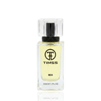 Detaliu flacon TIMSS M 119 Adventus inspirat din Creed Aventus apa de parfum, evidențiind eticheta și pulverizatorul.