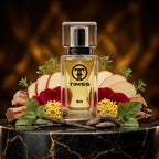 TIMSS M 133 Milyon Elixir inspirat din Paco Rabanne apa de parfum prezentat alături de măr roșu, trandafir și vanilie.