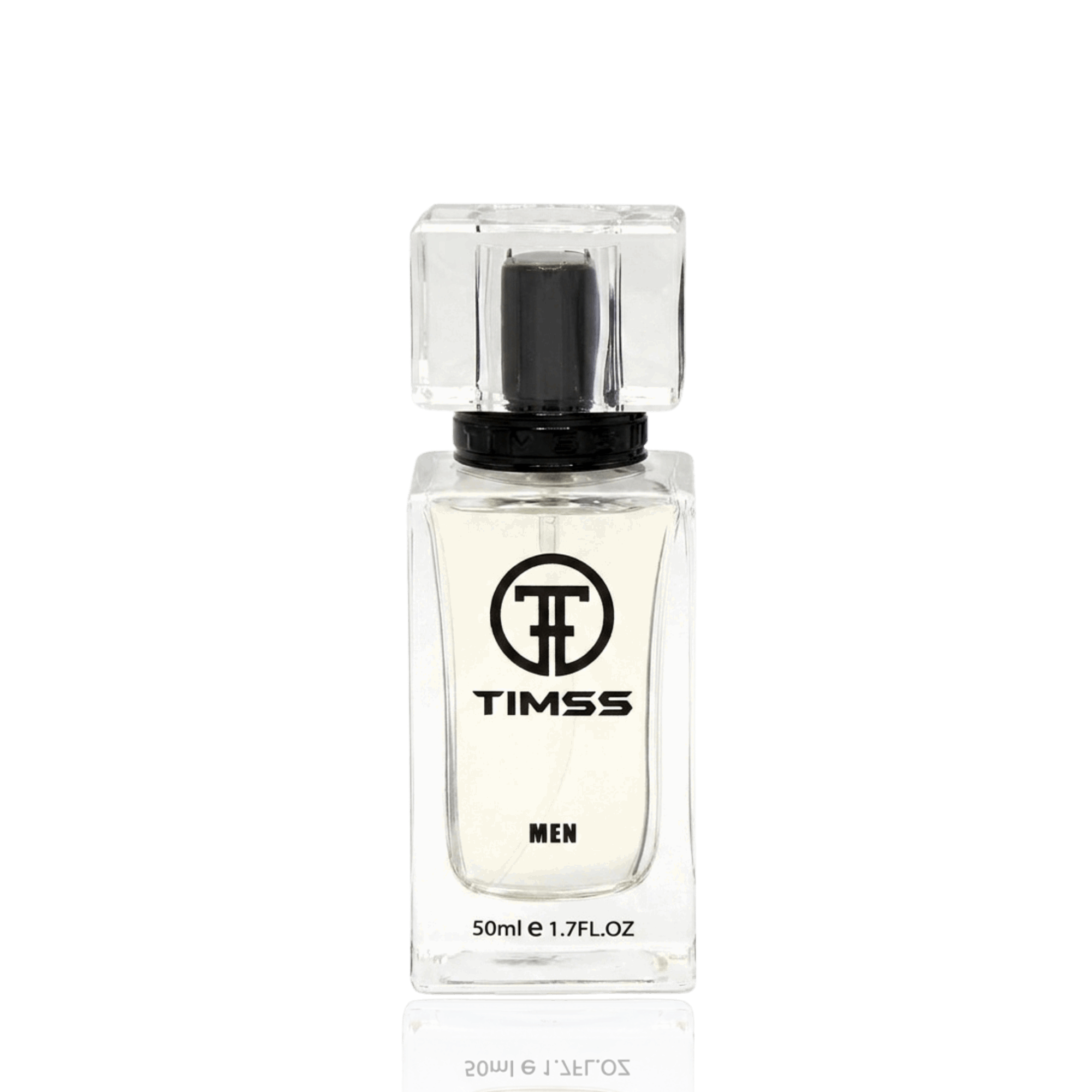 Detaliu flacon TIMSS M 135 Y Men inspirat din Yves Saint Laurent apa de parfum, evidențiind eticheta și pulverizatorul.