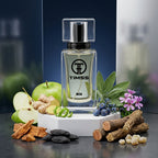 TIMSS M 135 Y Men inspirat din Yves Saint Laurent apa de parfum prezentat alături de măr verde, salvie și cedru.