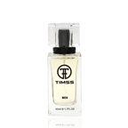 Detaliu flacon TIMSS M 136 Adventus Absolu inspirat din Creed apa de parfum, evidențiind eticheta și pulverizatorul.