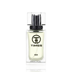 Detaliu flacon TIMSS M 142 L-Homme inspirat din Yves Saint Laurent apă de parfum, evidențiind eticheta și pulverizatorul.