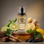 TIMSS M 142 L-Homme inspirat din Yves Saint Laurent apă de parfum prezentat alături de ghimbir, busuioc și cedru.
