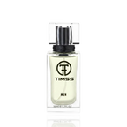 Detaliu flacon TIMSS M 144 Eleyaum inspirat din Roja Parfums apă de parfum, evidențiind eticheta și pulverizatorul.