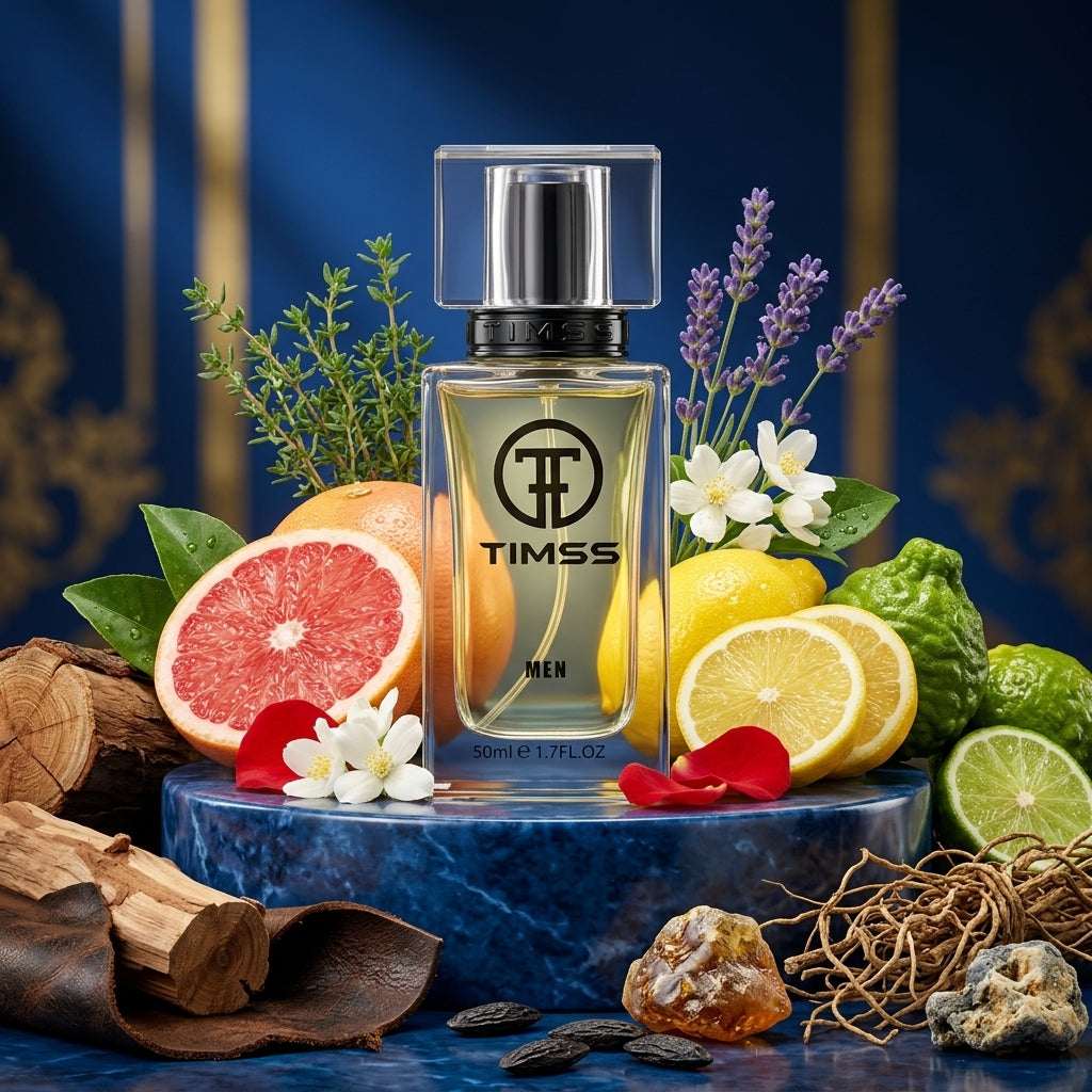 TIMSS M 144 Eleyaum inspirat din Roja Parfums apă de parfum prezentat alături de grapefruit, măr verde și vetiver.