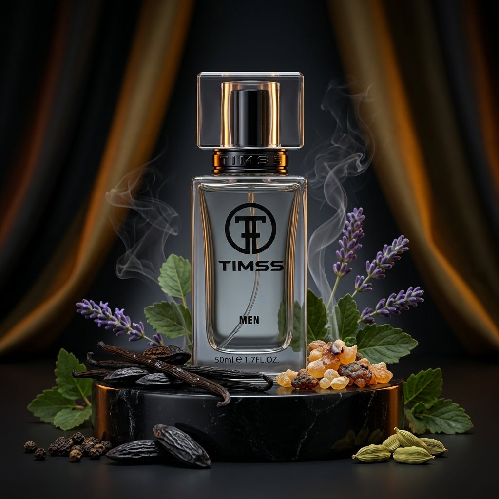TIMSS M 152 Victorius Elixer inspirat din Paco Rabanne apă de parfum prezentat alături de cardamom, tămâie și vanilie neagră.