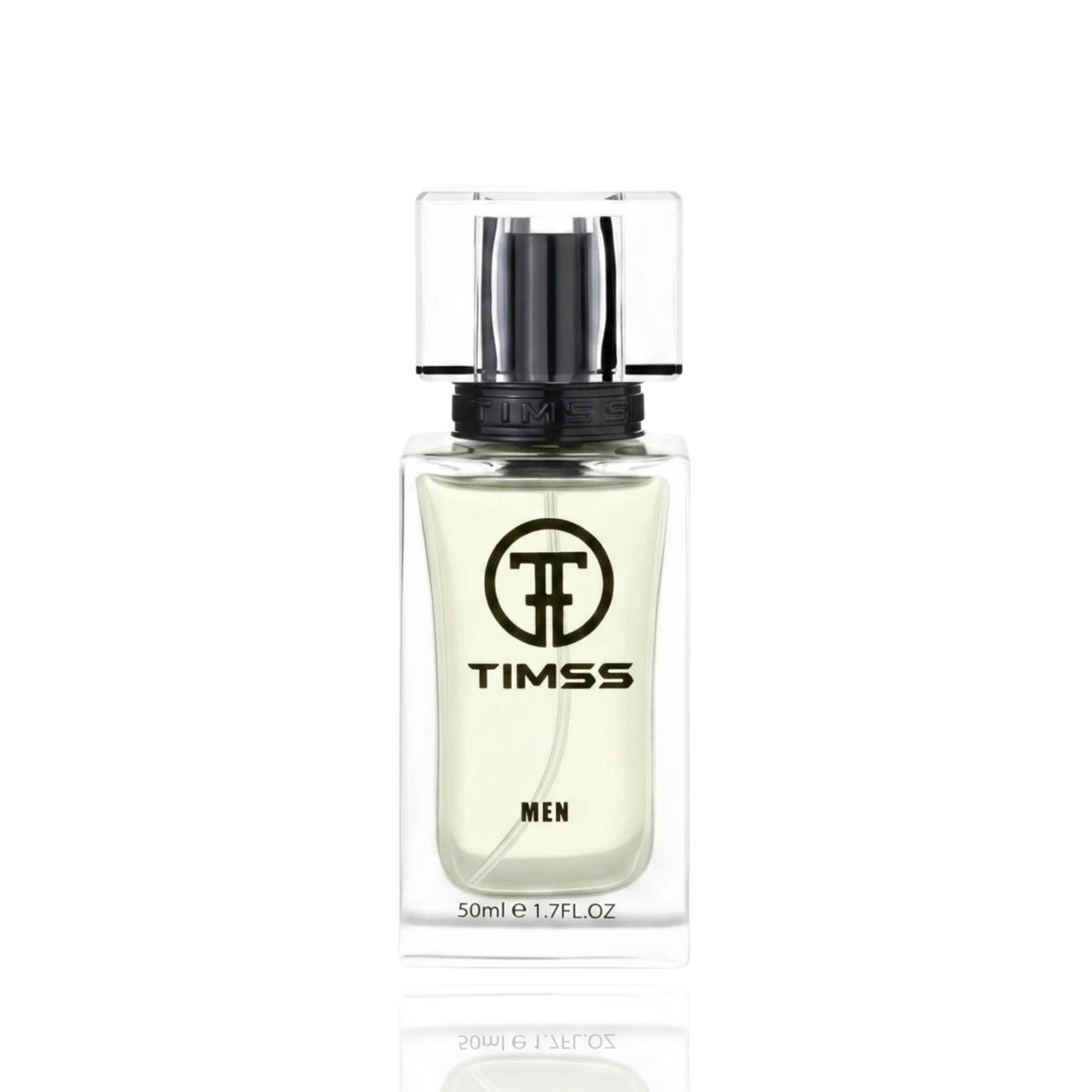 Detaliu flacon TIMSS M 154 Tigar inspirat din Bvlgari apă de parfum, evidențiind eticheta și pulverizatorul.