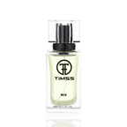 Detaliu flacon TIMSS M 160 Eros Men inspirat din Versace apă de parfum, evidențiind eticheta și pulverizatorul.