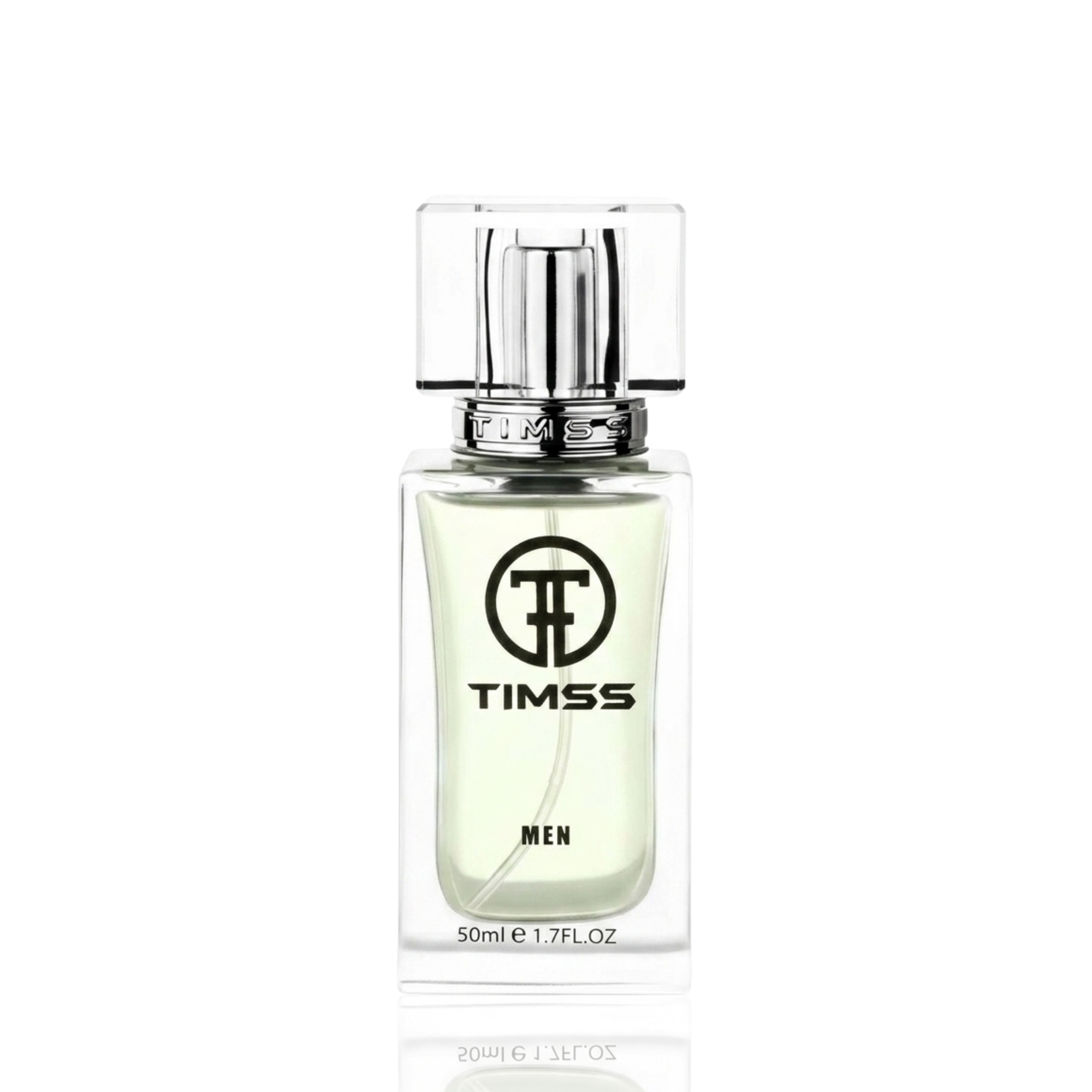 Detaliu flacon TIMSS M 161 Victorios Platinum inspirat din Paco Rabanne apă de parfum, evidențiind eticheta și pulverizatorul.