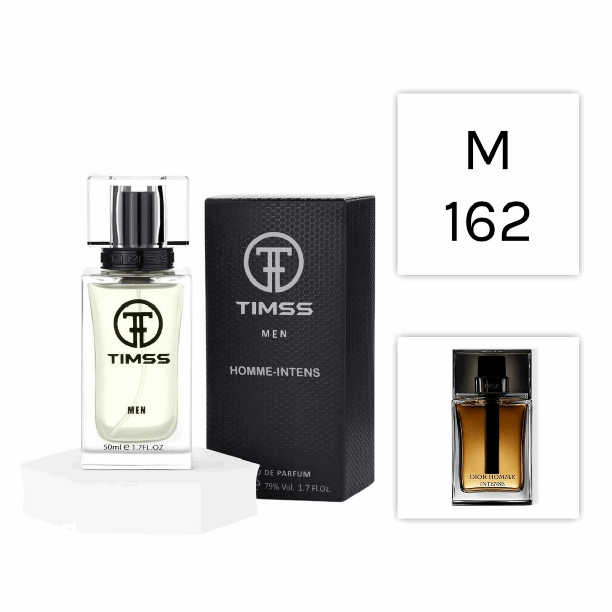 TIMSS M 162 Homme-Intens inspirat din Dior Homme Intense apă de parfum masculin 50 ml flacon frontal.