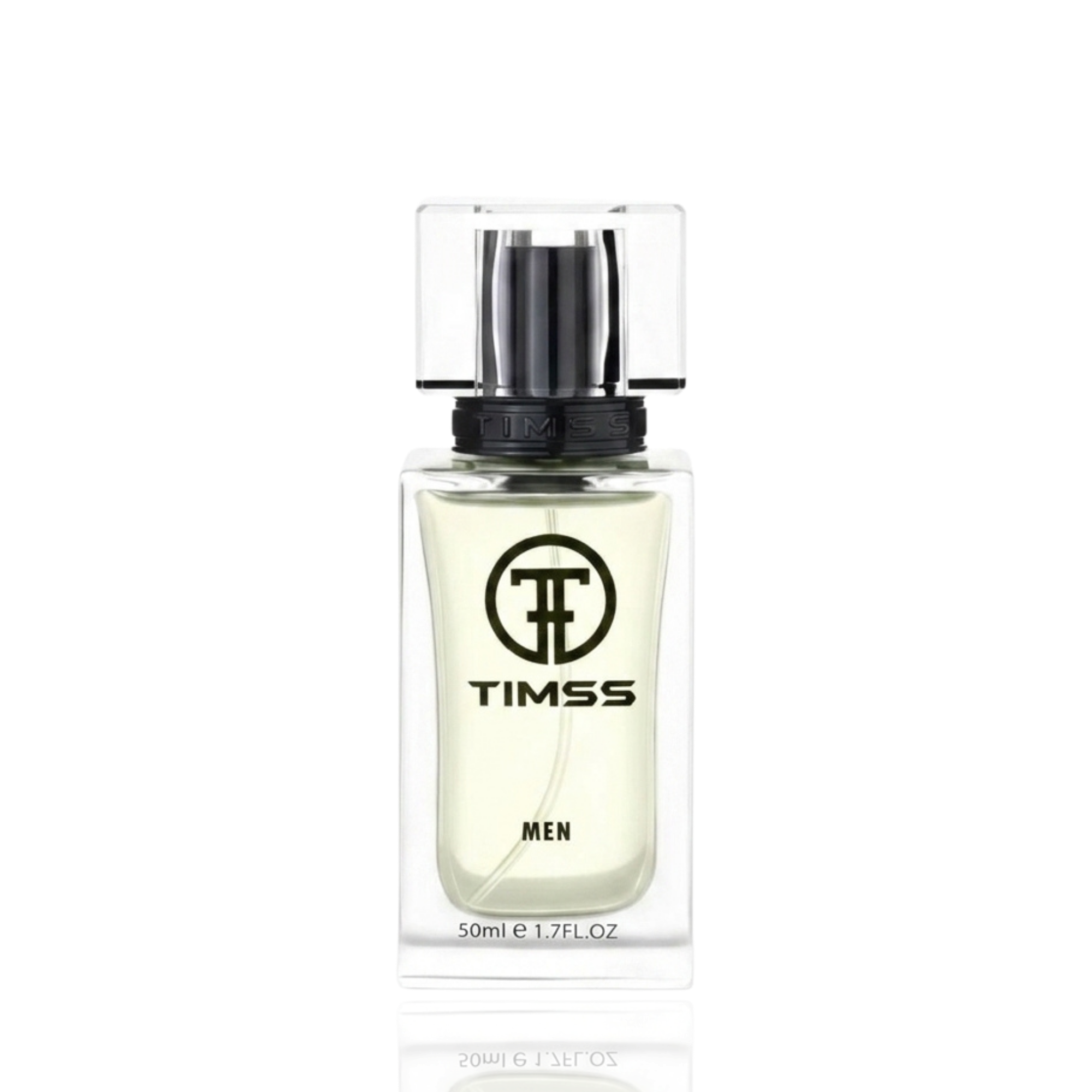 Detaliu flacon TIMSS M 166 The Skent inspirat din Hugo Boss apă de parfum, evidențiind eticheta și pulverizatorul.