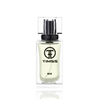 Detaliu flacon TIMSS M 167 Noir inspirat din Tom Ford apă de parfum, evidențiind eticheta și pulverizatorul.