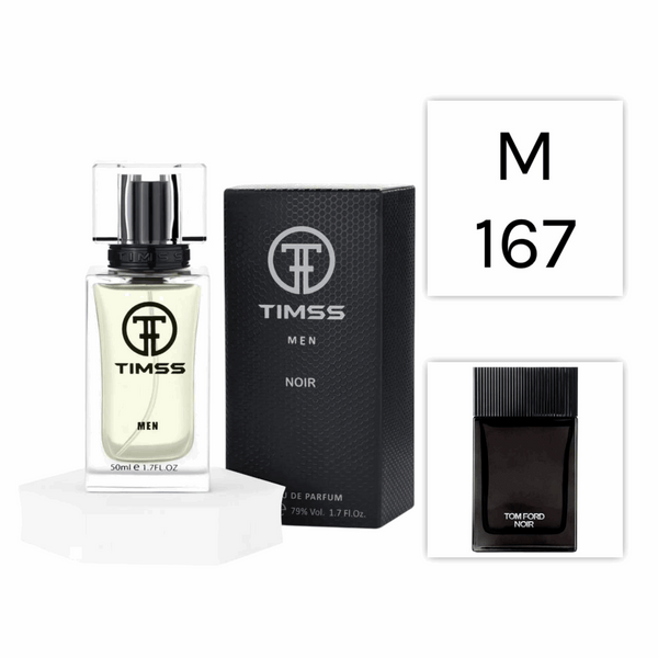 TIMSS M 167 Noir inspirat din Tom Ford Noir apă de parfum masculin 50 ml flacon frontal.