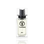 Detaliu flacon TIMSS M 168 Wild Forte inspirat din Dior Sauvage apă de parfum, evidențiind eticheta și pulverizatorul.