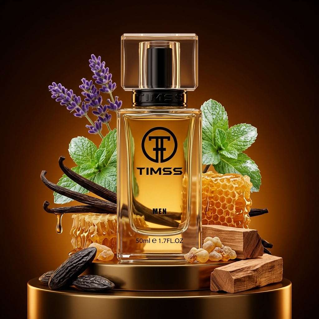 TIMSS M 173 Li Malis Elixir inspirat din Jean Paul Gaultier apă de parfum prezentat alături de lavandă, vanilie și miere.
