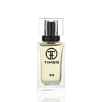 Detaliu flacon TIMSS M 175 Bleu Royale inspirat din Chanel apă de parfum, evidențiind eticheta și pulverizatorul.