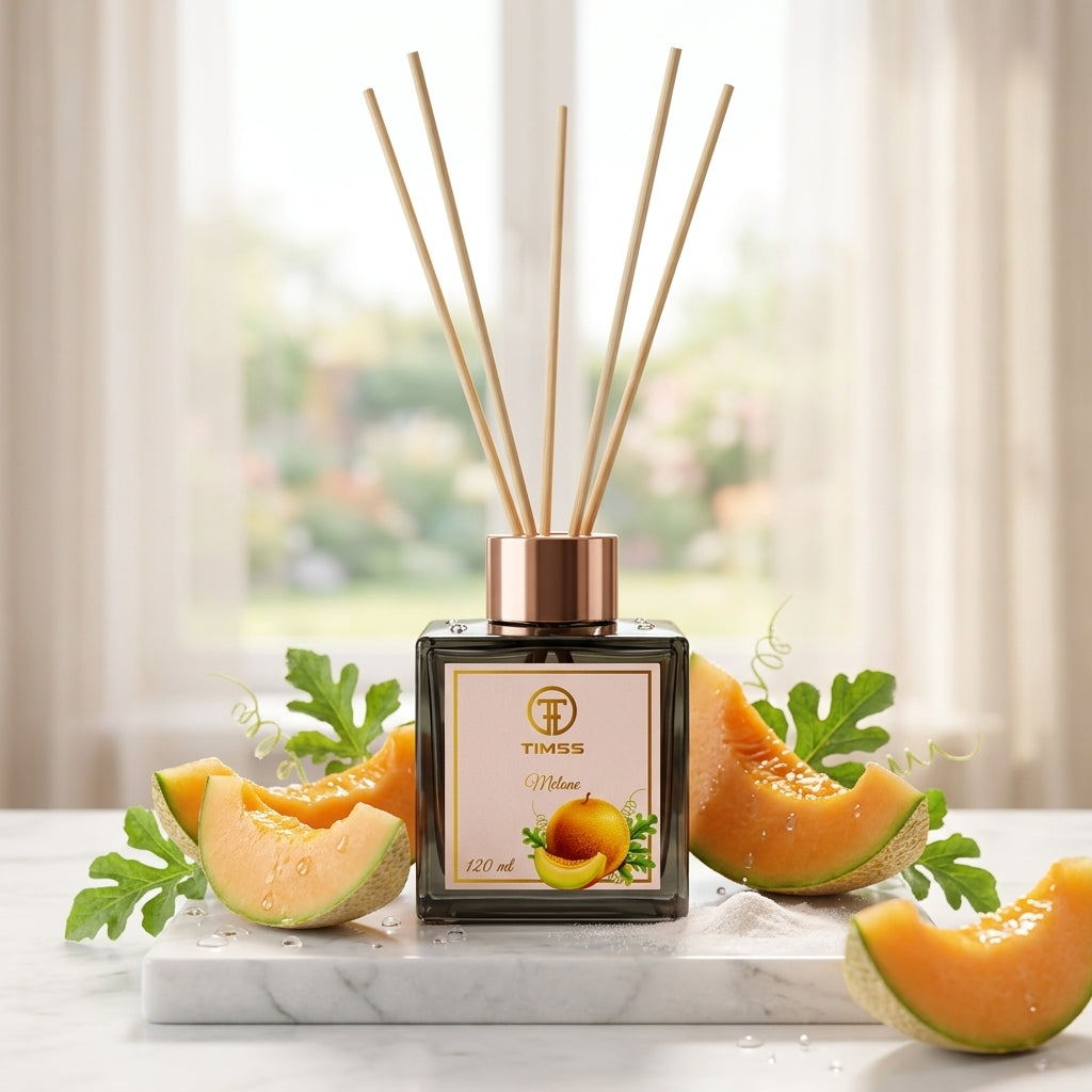 TIMSS Melone parfum de camera cu betisoare 120 ml cu note olfactive de pepene galben si mosc Parfumer.md