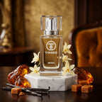 TIMSS U 507 ROZEN VANILA apă de parfum prezentat alături de păstăi de vanilie și note cremoase.