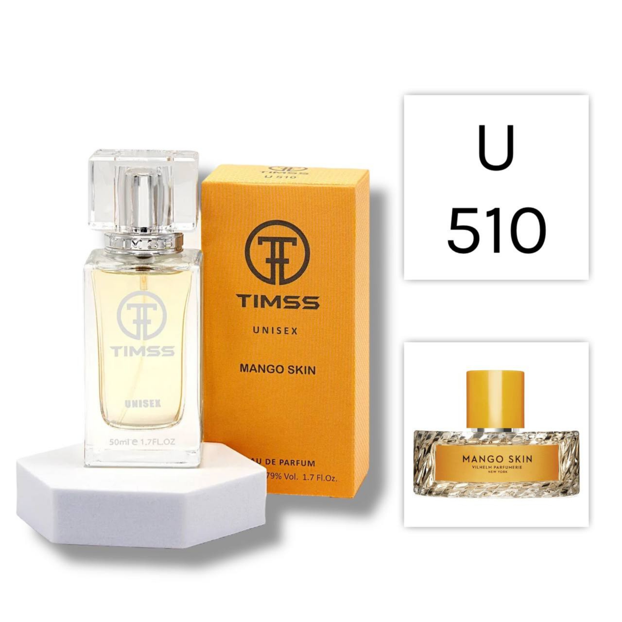 TIMSS U 510 MANGO SKIN apă de parfum unisex 50ml, vedere frontală pe Parfumer.md.