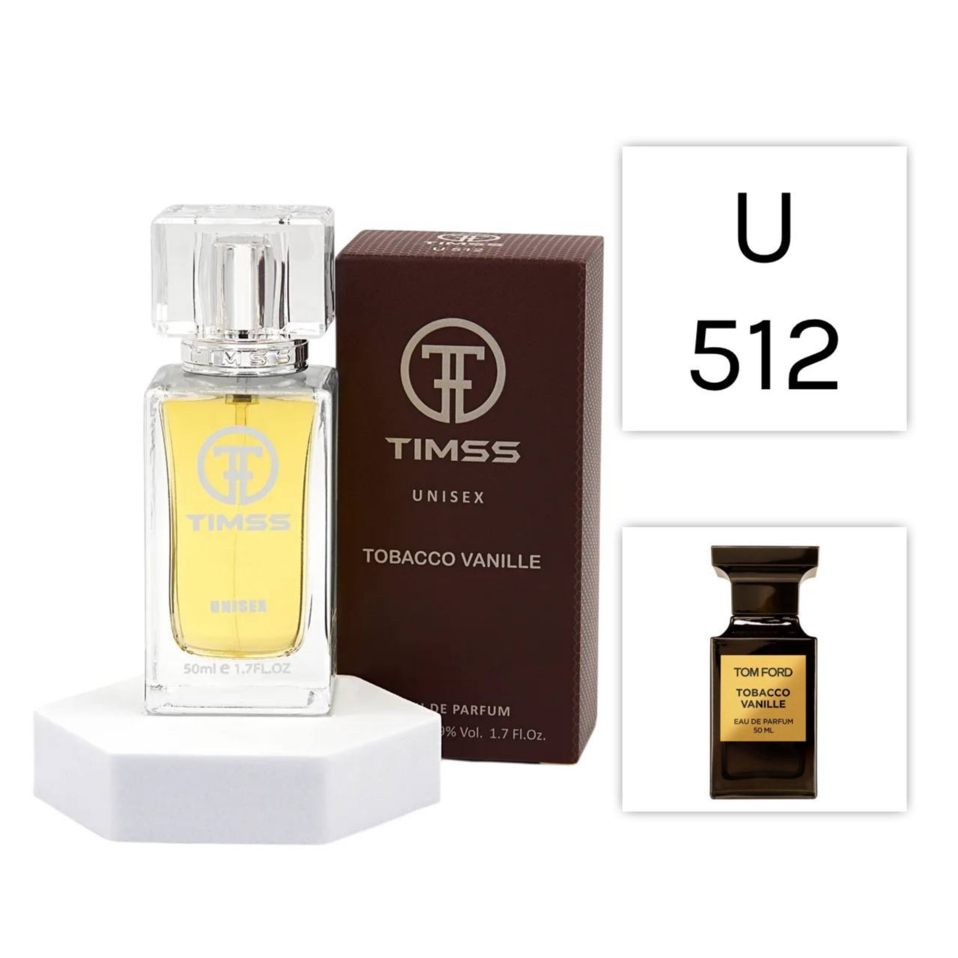 TIMSS U 512 TABACCO VANILLE apă de parfum unisex 50ml, vedere frontală pe Parfumer.md.