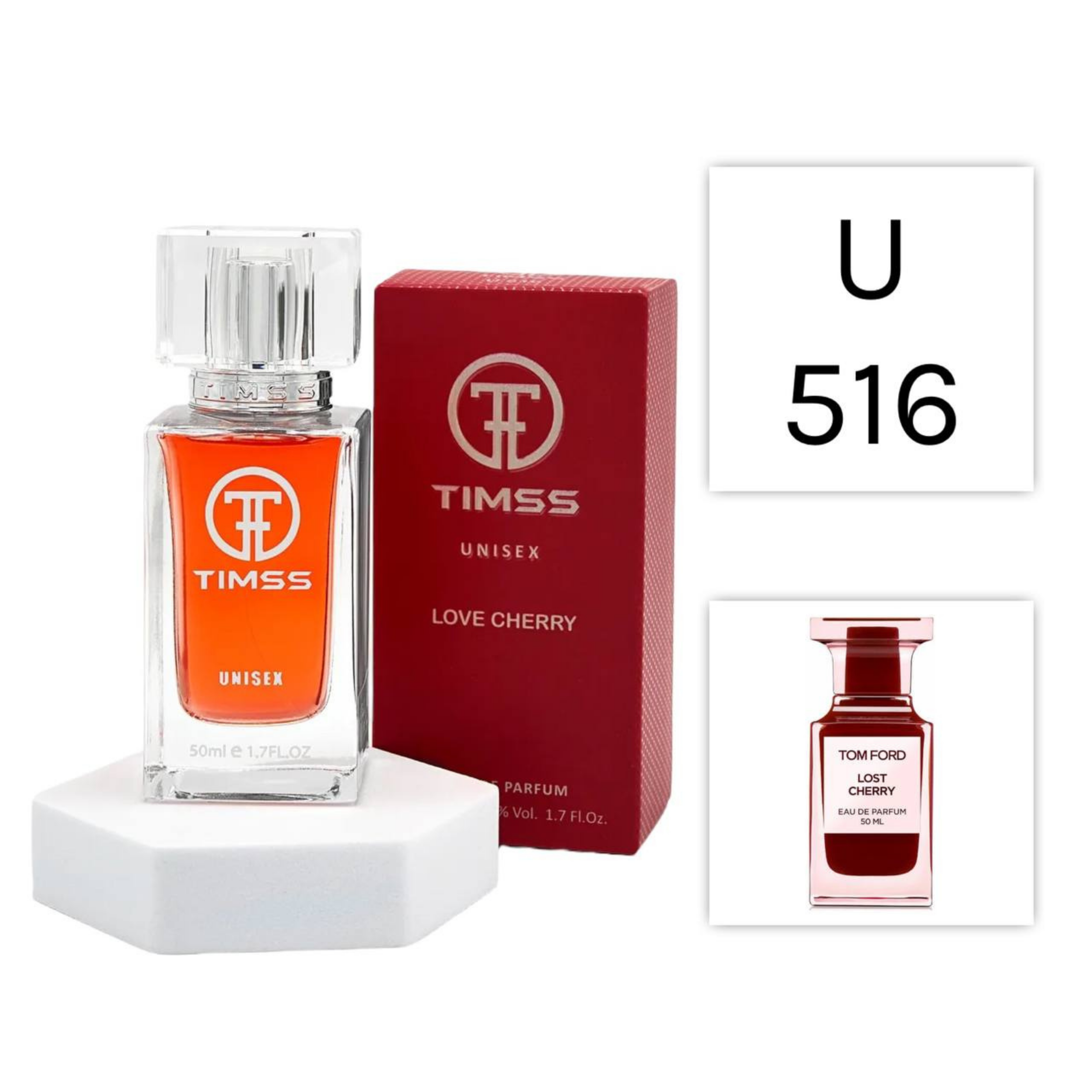 TIMSS U 516 LOVE CHERRY apă de parfum unisex 50ml, vedere frontală pe Parfumer.md.