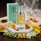 TIMSS U 519 ERBA apă de parfum prezentat alături de bergamotă, flori de iasomie și caramel cald.