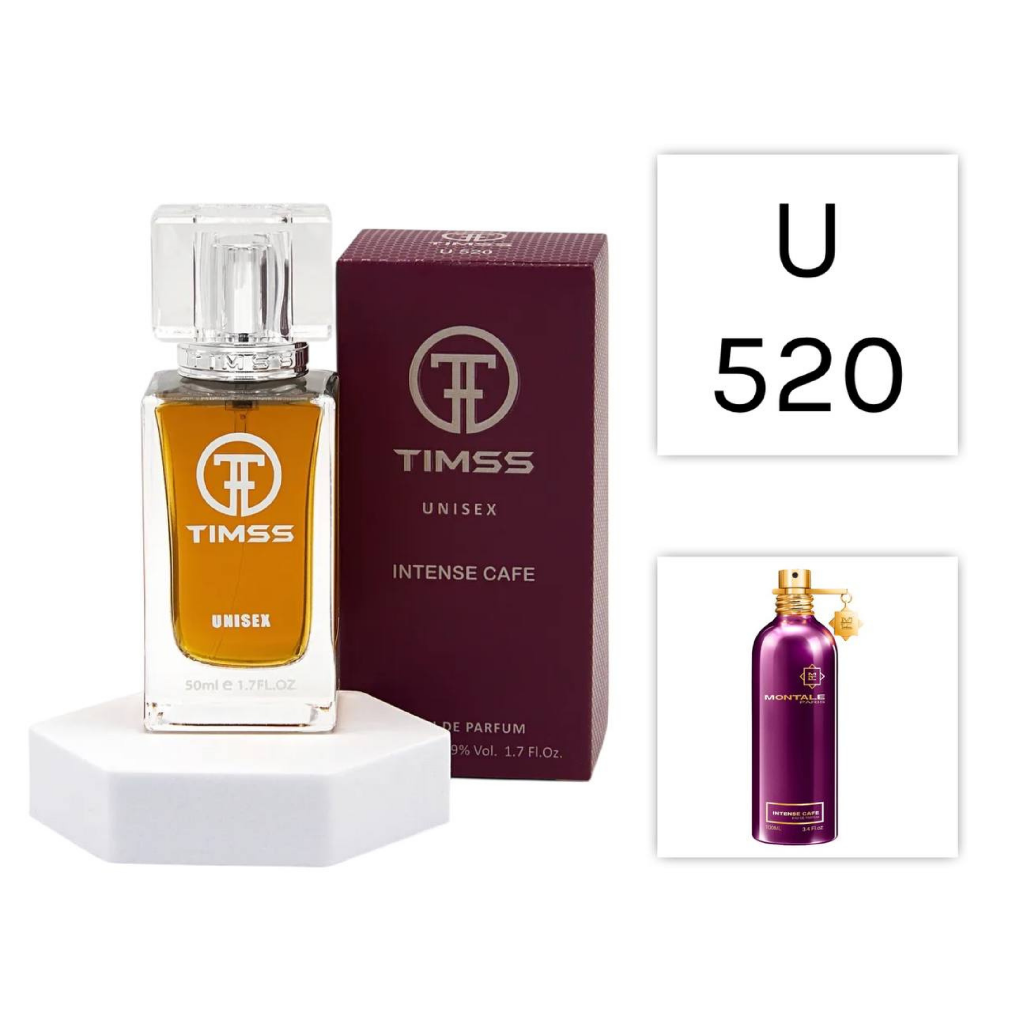 TIMSS U 520 INTENSE CAFE apă de parfum unisex 50ml, vedere frontală pe Parfumer.md.