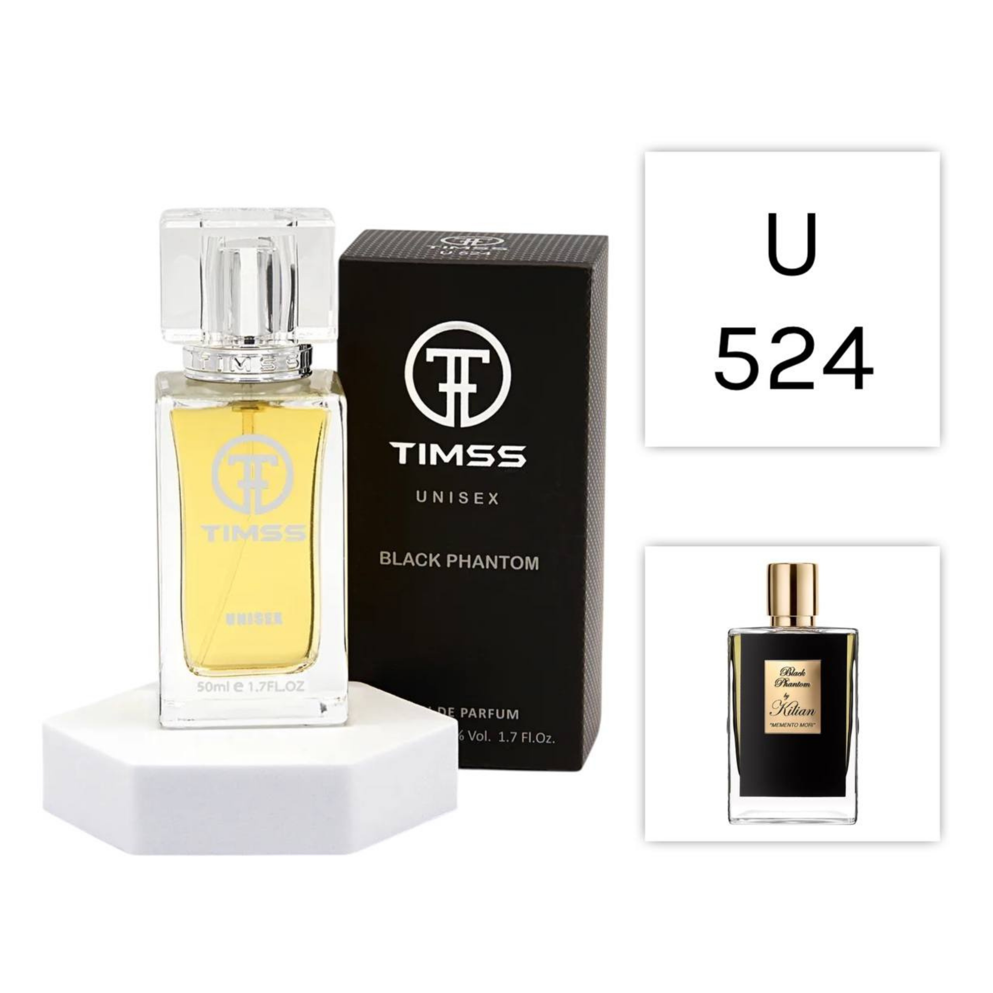 TIMSS U 524 BLACK PHANTOM apă de parfum unisex 50ml, vedere frontală pe Parfumer.md.