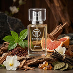 TIMSS U 527 IMPERIAL apă de parfum prezentat alături de frunze de busuioc thai, piper de Sichuan și vetiver.