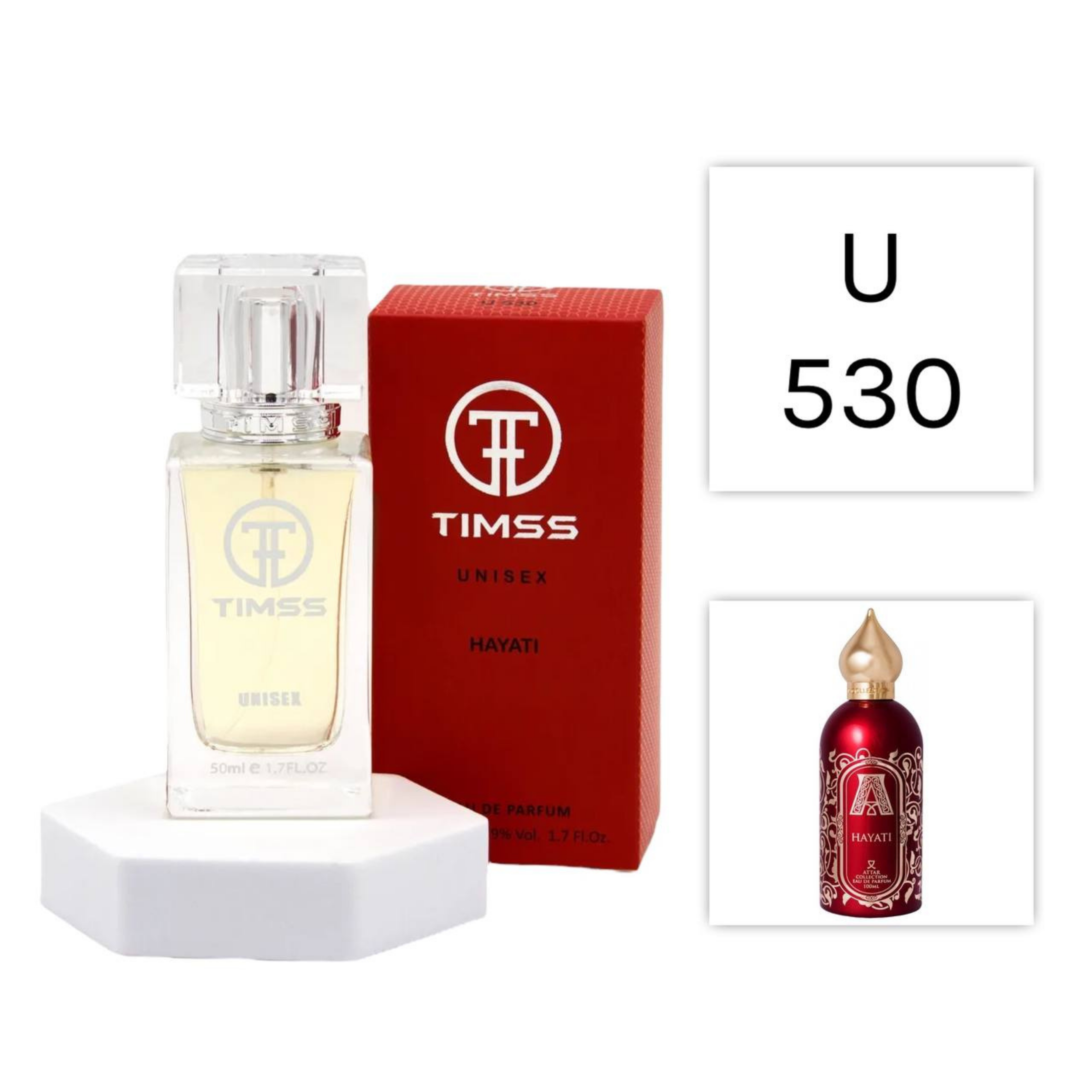 TIMSS U 530 HAYATI apă de parfum unisex 50ml, vedere frontală pe Parfumer.md.