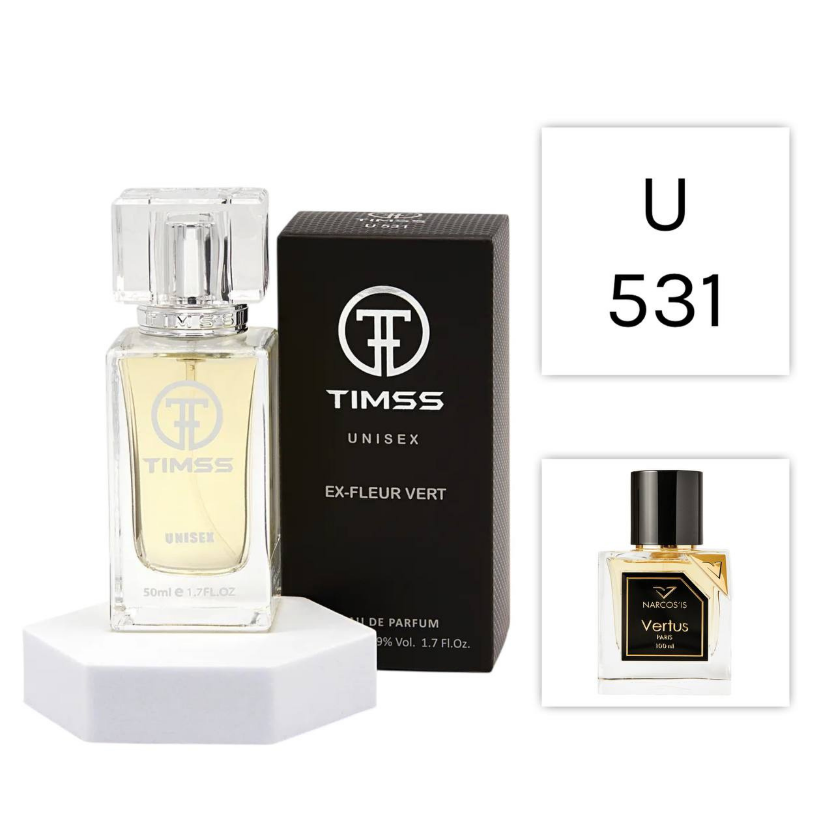 TIMSS U 531 EX-FLEUR VERT apă de parfum unisex 50ml, vedere frontală pe Parfumer.md.