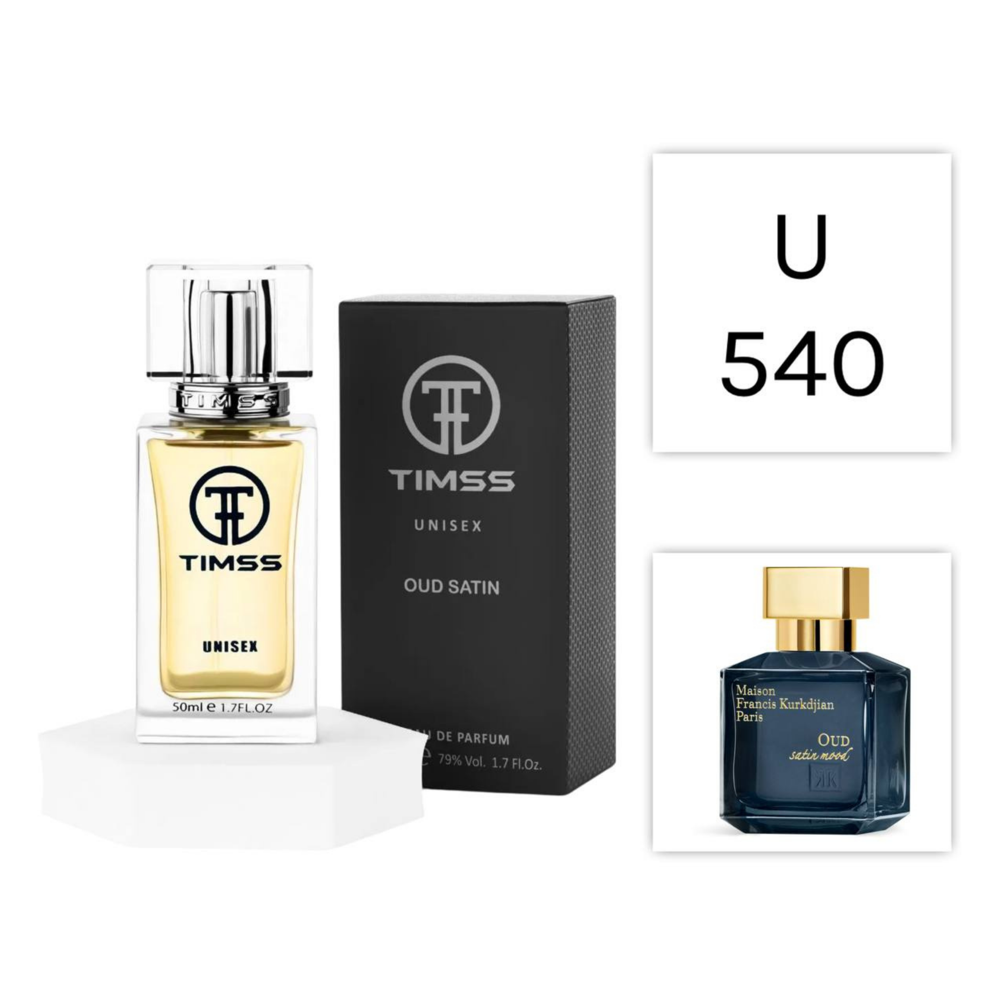 TIMSS U 540 OUD SATIN apă de parfum unisex 50ml, vedere frontală pe Parfumer.md.
