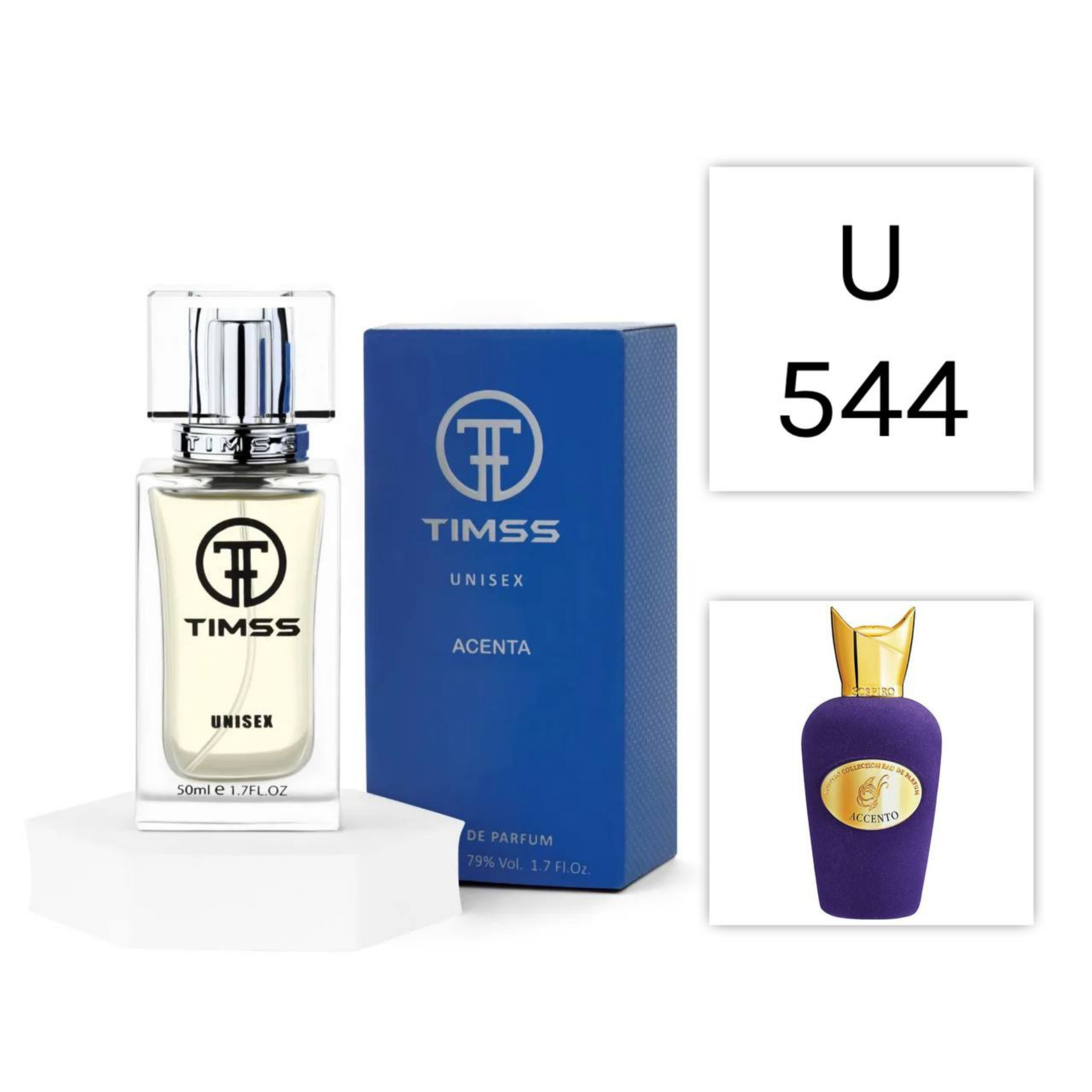 TIMSS U 544 ACENTA apă de parfum unisex 50ml, vedere frontală pe Parfumer.md.