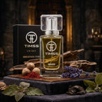TIMSS U 552 GREATNES OUD apă de parfum prezentat alături de bucăți de lemn de agar, fire de șofran și flori de lavandă.