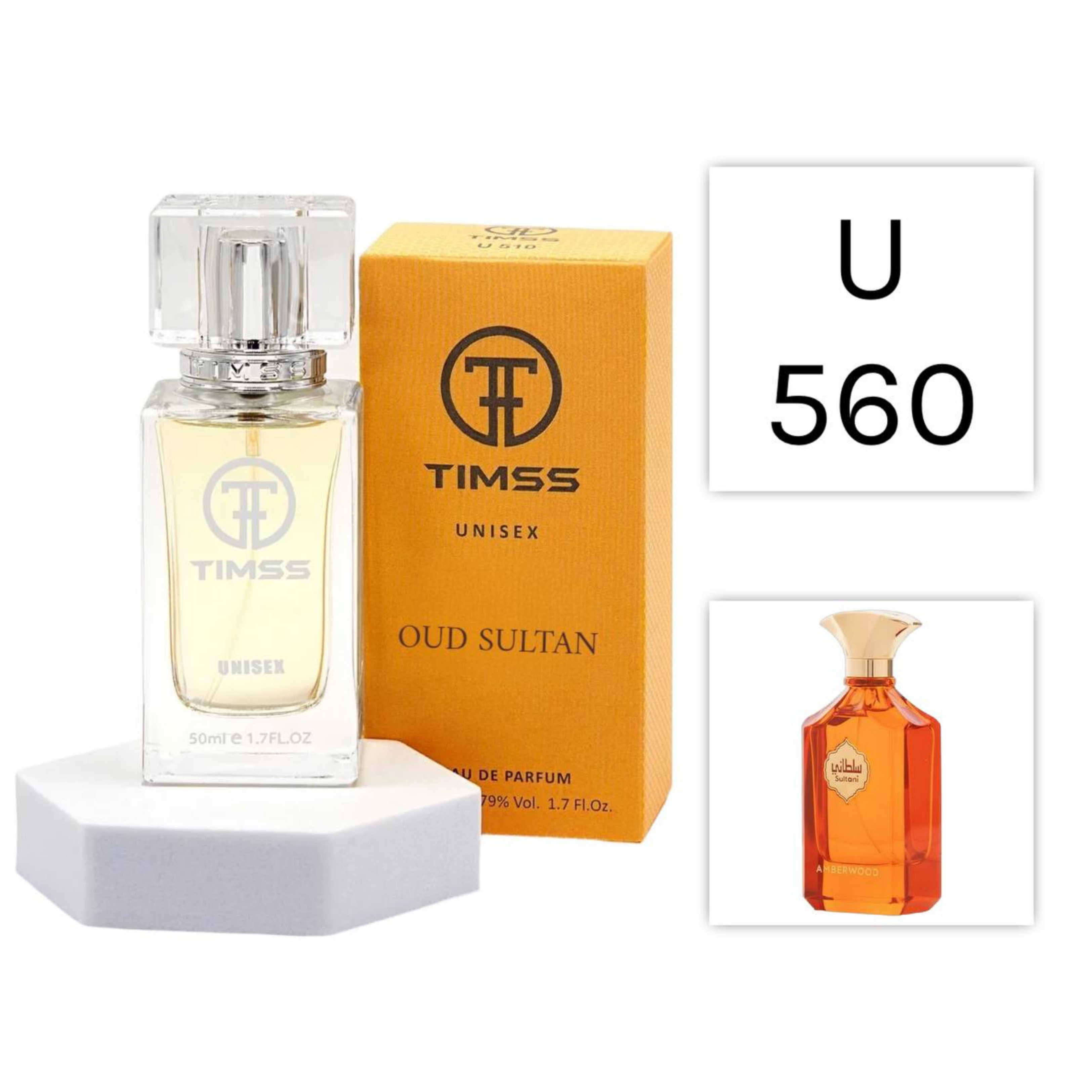 TIMSS U 560 OUD SULTAN apă de parfum unisex 50ml, vedere frontală pe Parfumer.md.