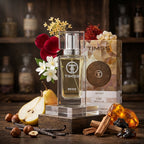 TIMSS U 568 ORLENA 46 apă de parfum prezentat alături de alune de pădure, flori de osmanthus și lemn de santal.