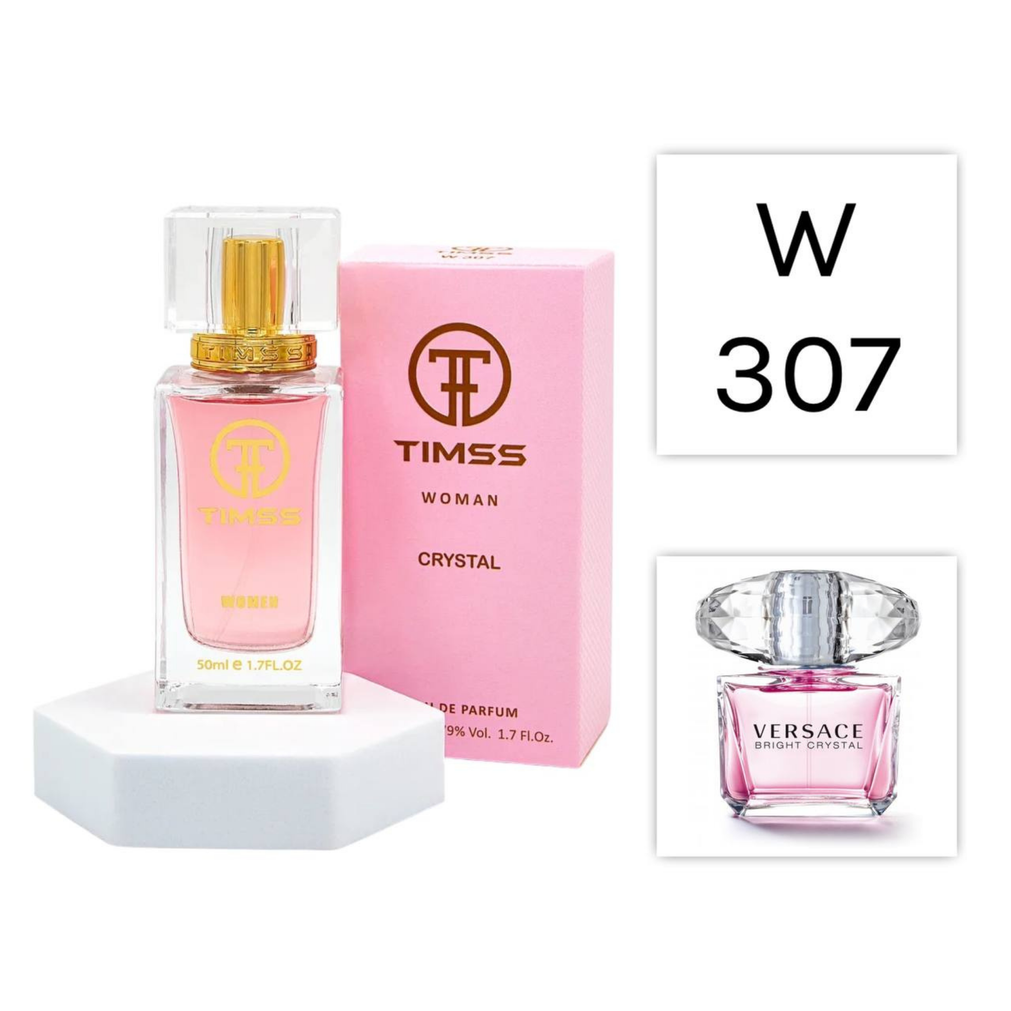 TIMSS W 307 CRYSTAL apă de parfum feminin 50ml, vedere frontală pe Parfumer.md.