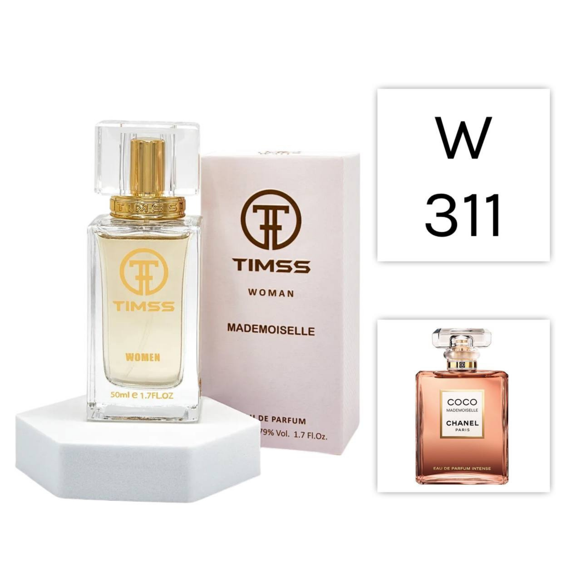 TIMSS W 311 MADEMOISELLE apă de parfum feminin 50ml, vedere frontală pe Parfumer.md.