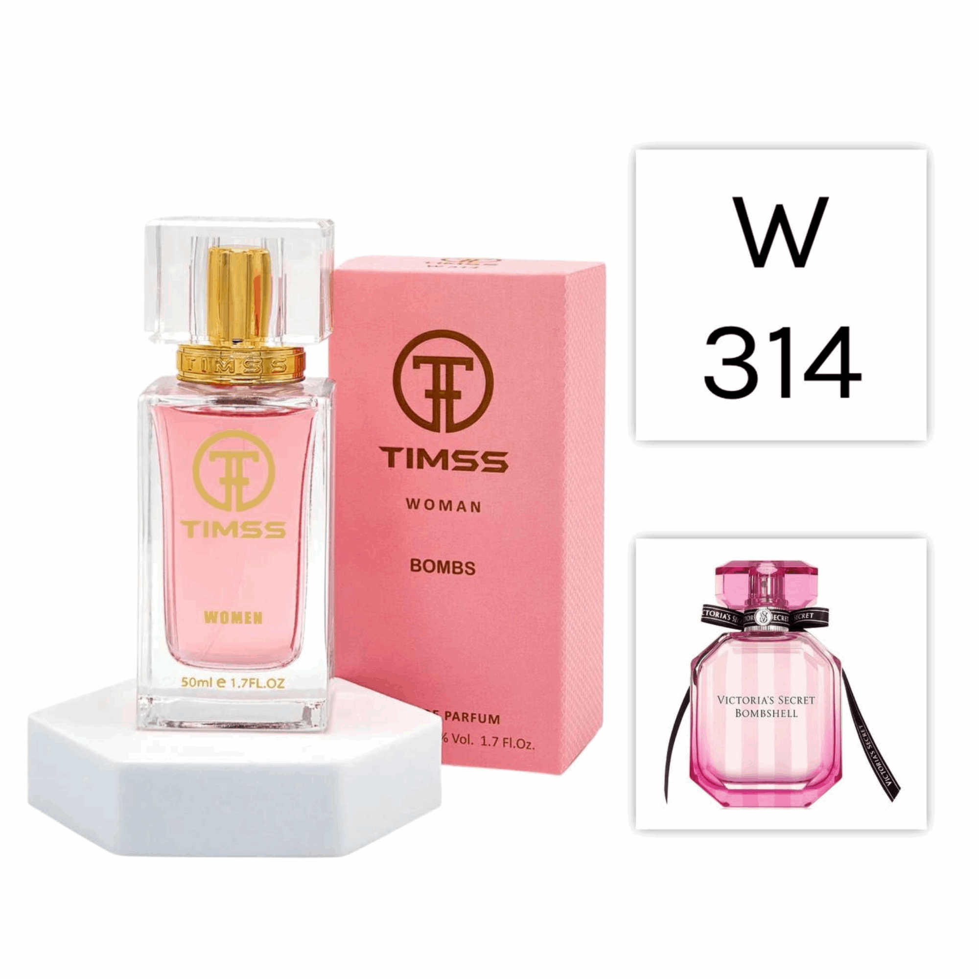 TIMSS W 314 BOMBS apă de parfum feminin 50ml, vedere frontală pe Parfumer.md.