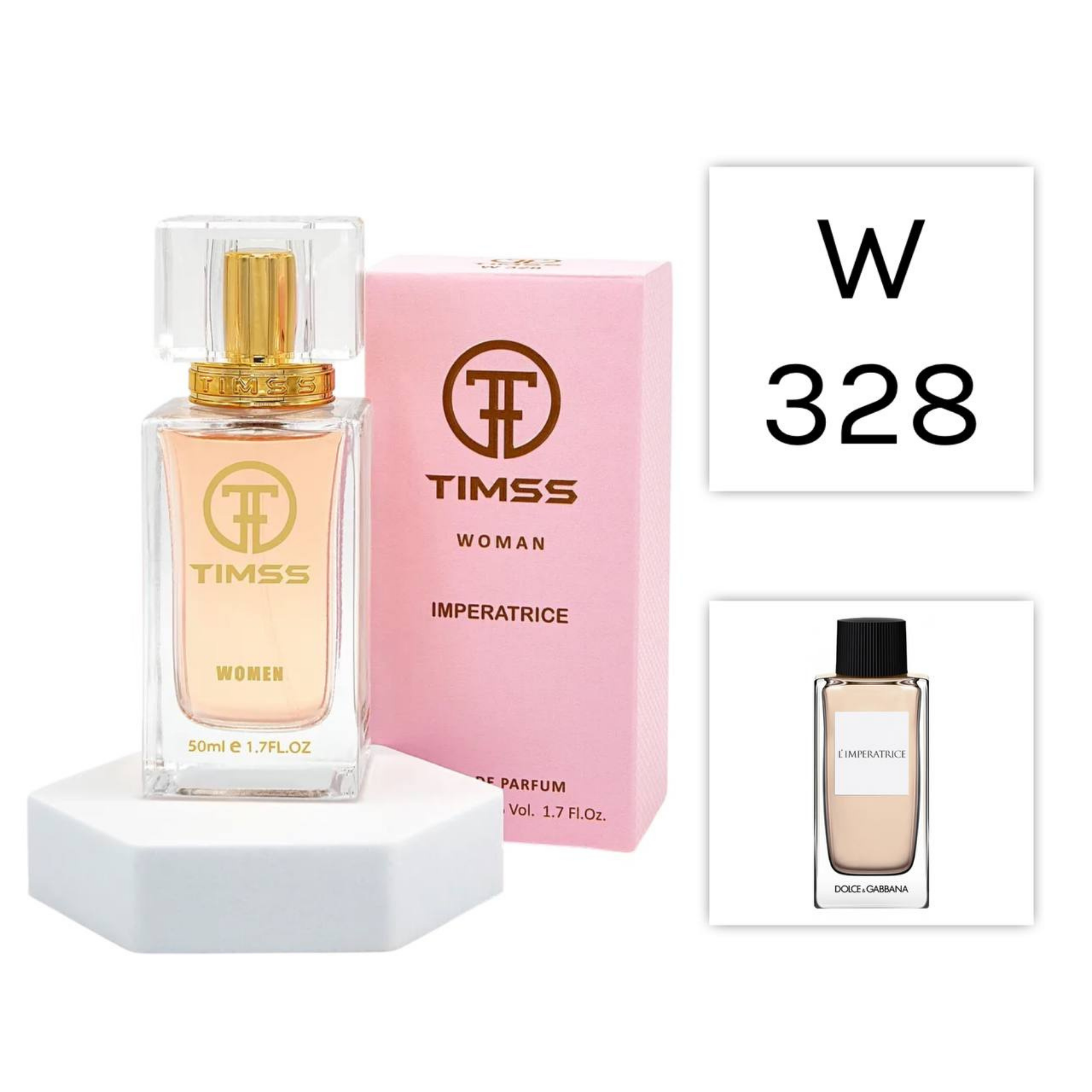 TIMSS W 328 IMPERATRICE apă de parfum feminin 50ml, vedere frontală pe Parfumer.md.