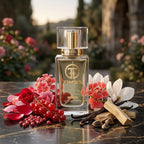 TIMSS W 336 LOVE EVERYALYRA apă de parfum prezentat alături de coacăze roșii, petale de trandafir și vanilie.