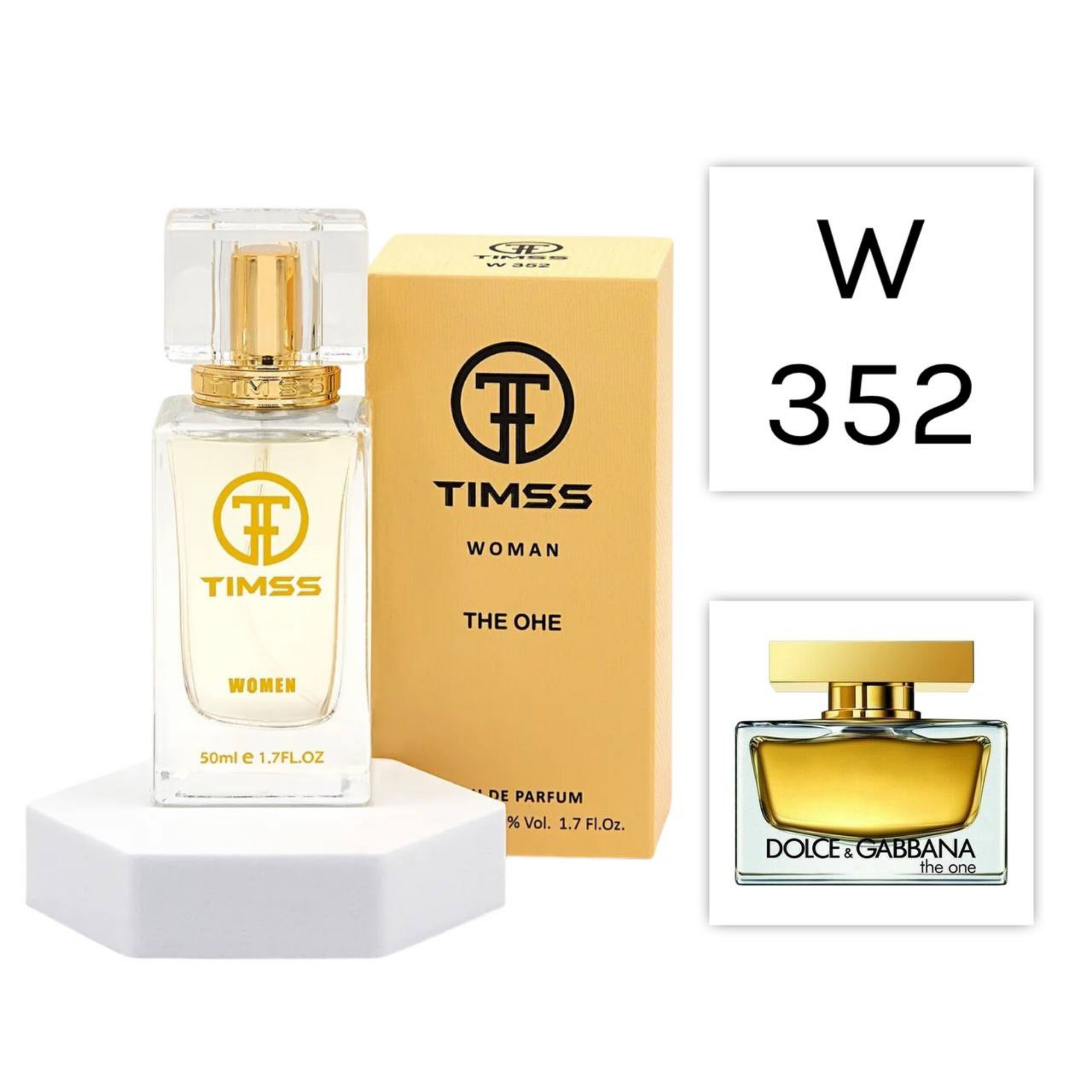 TIMSS W 352 THE ONE apă de parfum feminin 50ml, vedere frontală pe Parfumer.md.