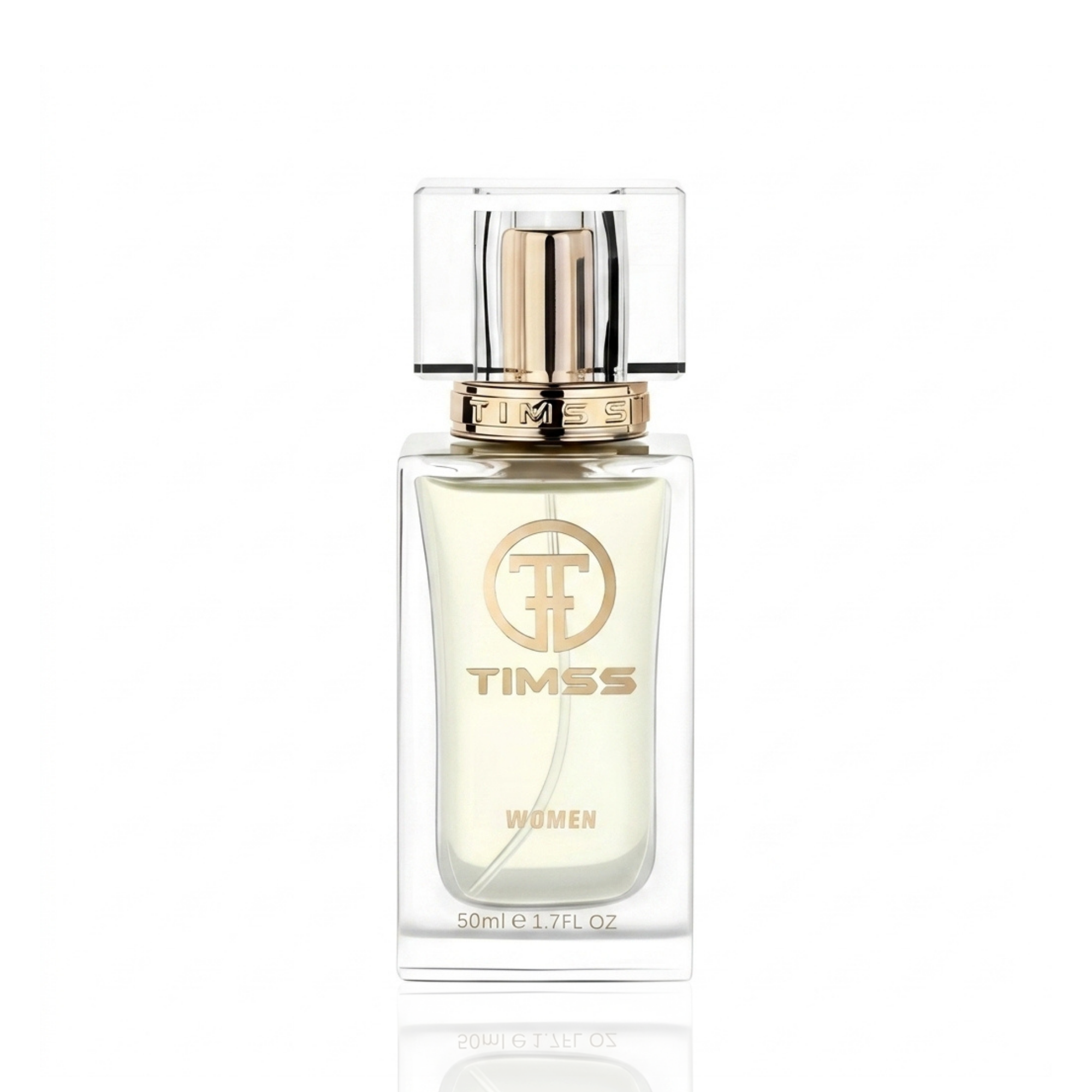 Detaliu flacon TIMSS W 402 Interygoe inspirat din HFC Devil's Intrigue apa de parfum, evidențiind eticheta și pulverizatorul.